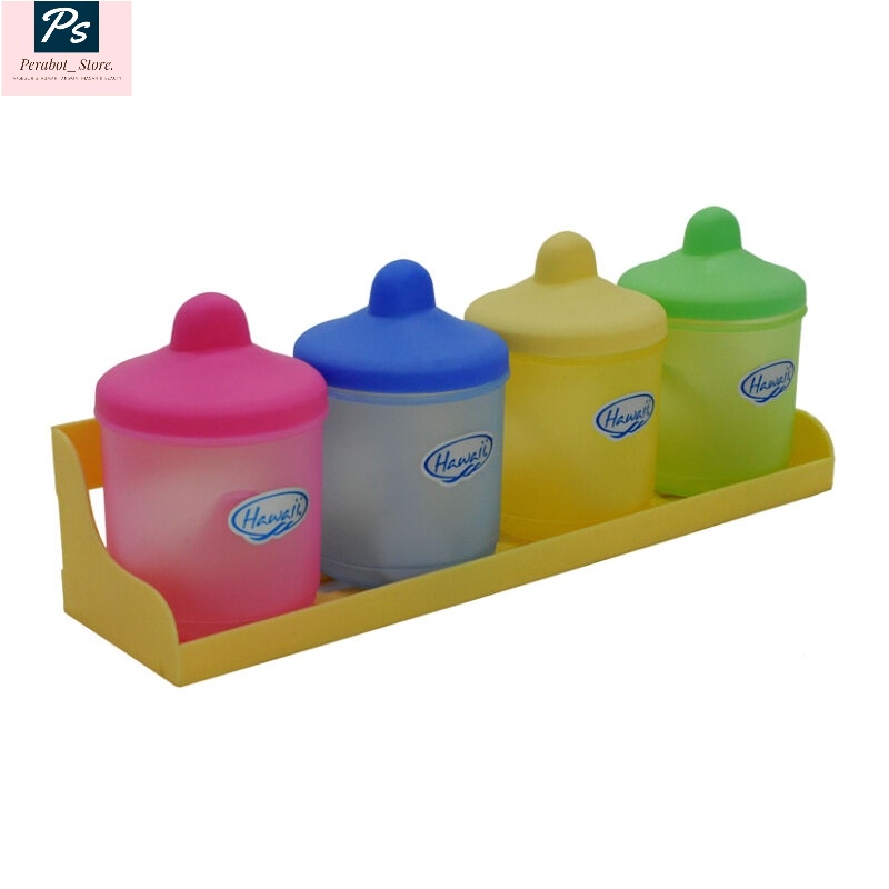Tempat Bumbu Set 4 In 1 - Kotak Penyimpanan Garam Gula Merica Bubuk - wadah bumbu