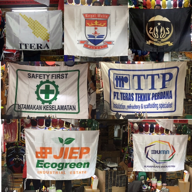 Bendera printing custom bahan satin 90x135