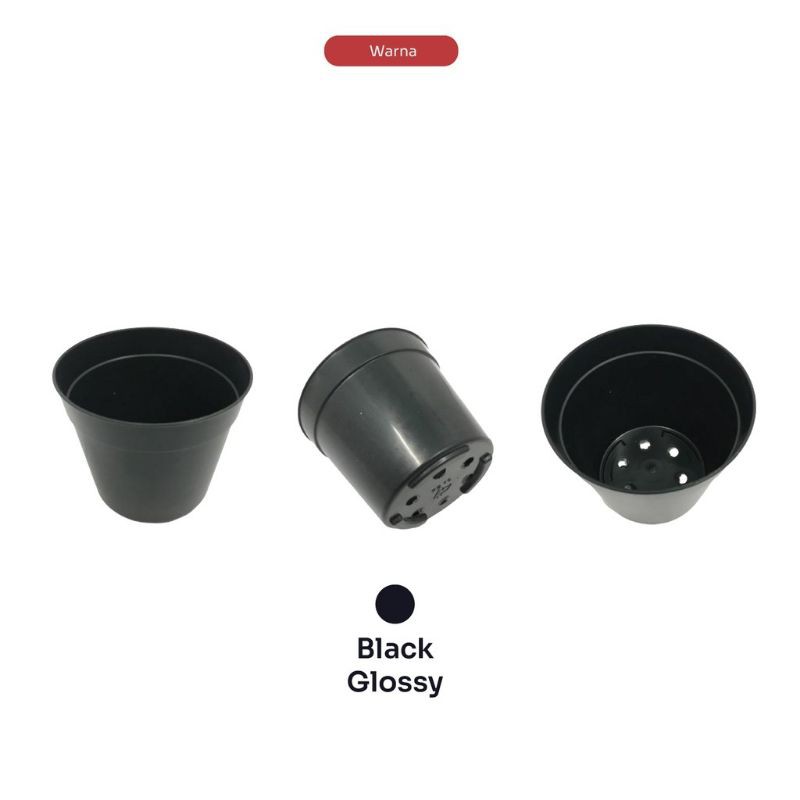 POT BUNGA BIBIT 15cm Tanaman Plastik - Hitam dan Putih