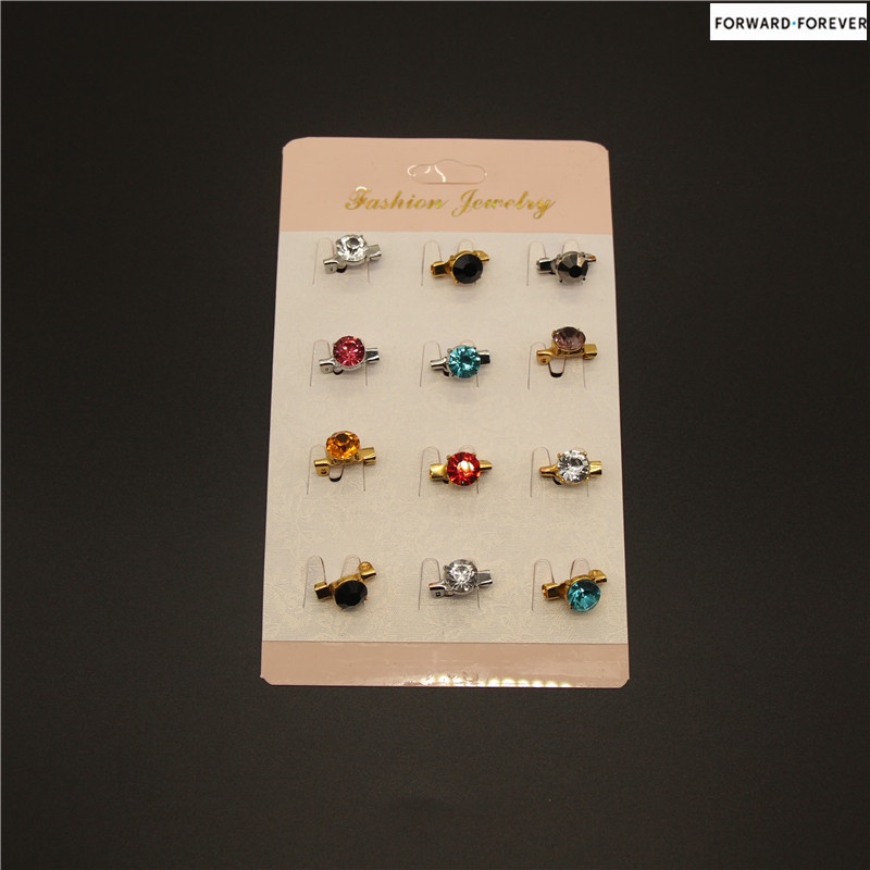 12 pcs small diamond brooches safety pin M30092