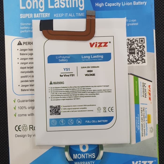 Battery Batre Baterai Double Power Vizz Vivo Y51 Y51A Y51L BK-B-95 BKB95 B-95 B95