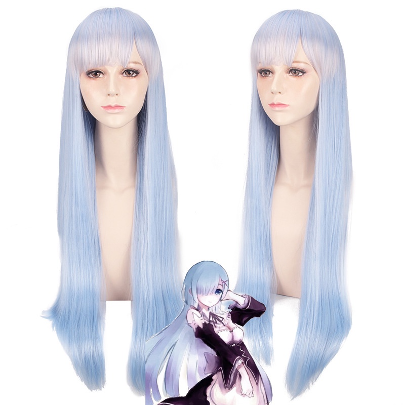 LOL-118 wig rambut palsu lolita cosplay rem re zero anime long hair