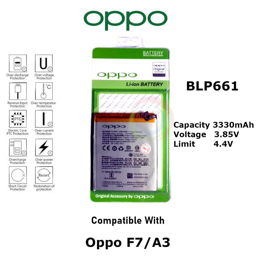 Batre Baterai Battery Original Oppo BLP661 F7 / A3