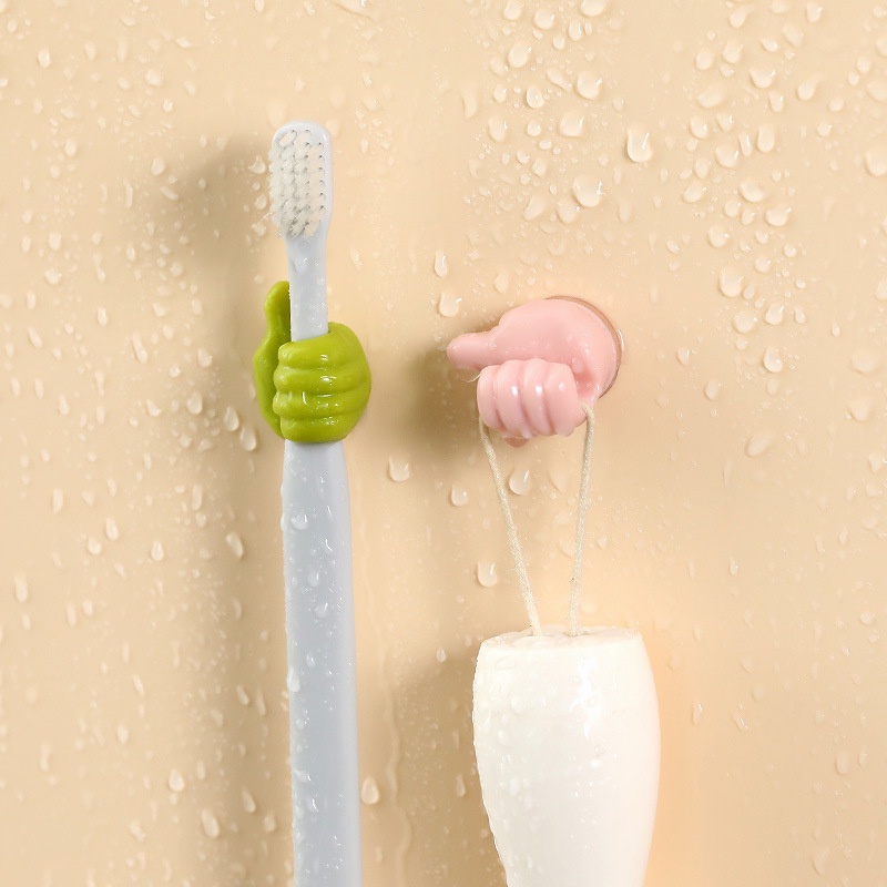 Creative Cute Cartoon Thumb up Punch-Free Self-Adhesive Wall Hanging Storage Hooks / Bathroom Kitchen Coats Bag Hats Towels Key Storage Holder