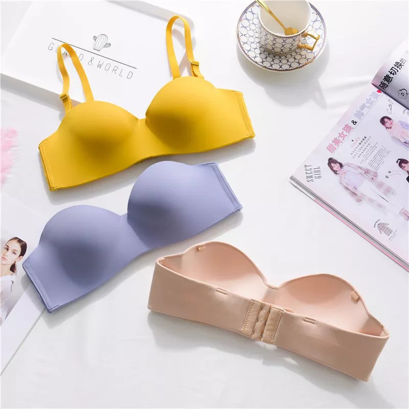 Bra Mulus Sederhana Tipis TR40 Push Up Bra Sexy Nirkabel Seksi Warna Solid Import Real Pict