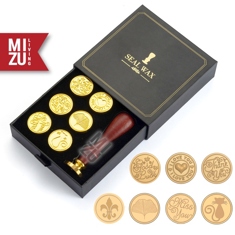 MIZU SIGNET Letter Wax Seal Set Aesthetic Calligraphy Companion Lilin Cap Stempel