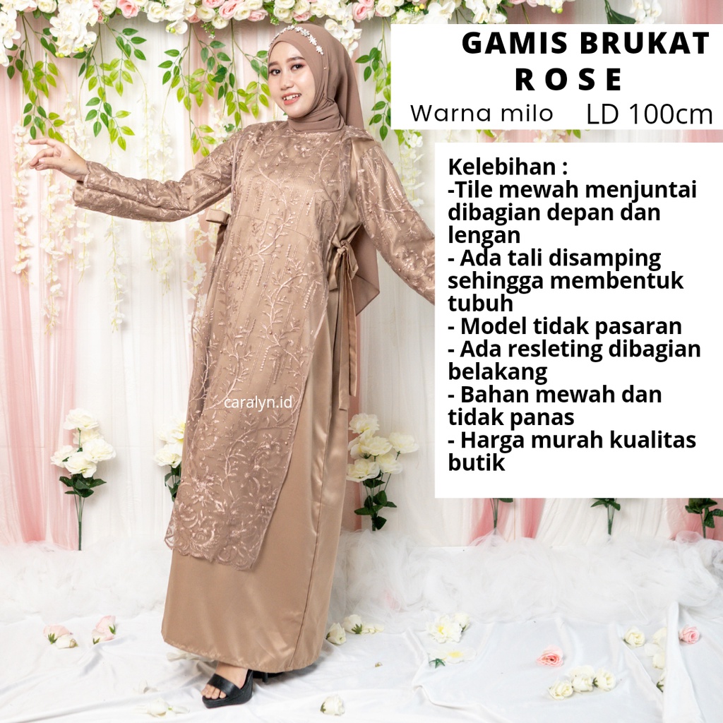 SUPER SALE GAMIS BRUKAT WANITA TERBARU 2023 BAJU MUSLIM LEBARAN KONDANGAN ROSE