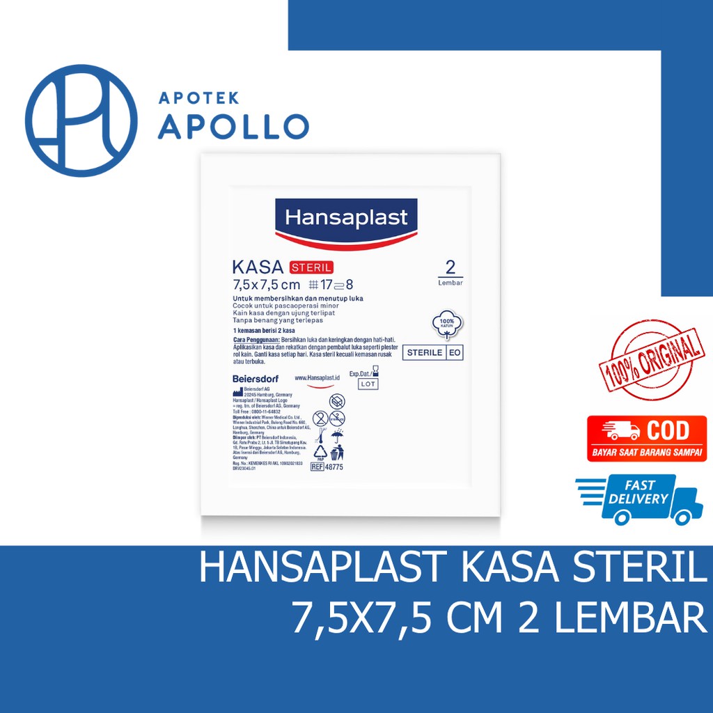 HANSAPLAST KASA STERIL 7,5x7,5 cm 2 LEMBAR