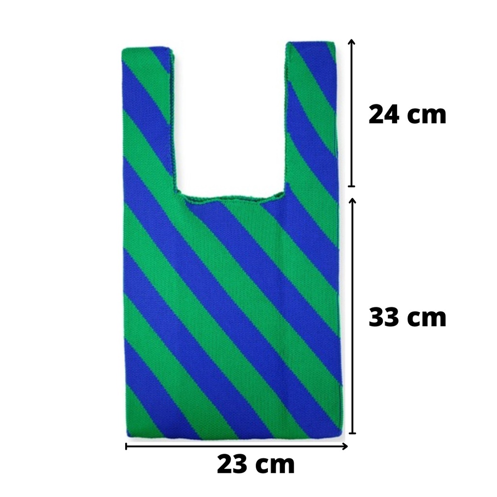 Strippy stripes color bars kasual knitted pattern handbag / tas rajut grocery eco-friendly