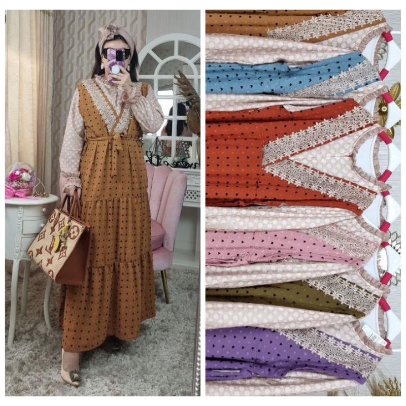 Gamis meijiwang rubi love kombi brukat