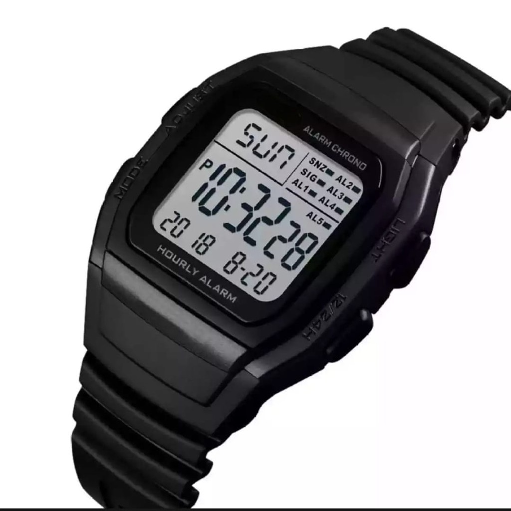 Jam Tangan Wanita Anti Air  Sporty Digital Strap Rubber Case Kotak QQ-145