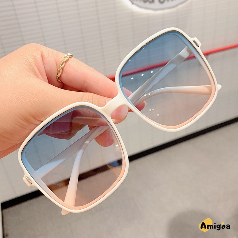 Kacamata Pria/wanita Korean Fashion Retro Square Frame Kacamata Hitam Wanita Metal Sunglasses Anti Uv400 - AG2