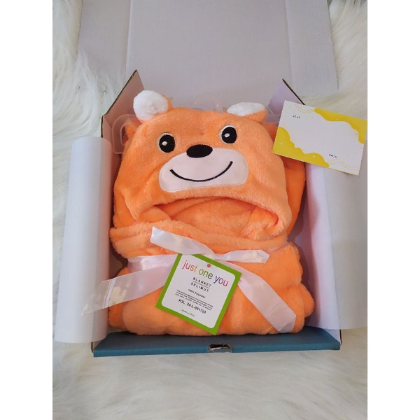 Kado bayi/hampers bayi/parcel bayi/baby gift set/kado lahiran bayi/selimut bayi topi-cute bear orange