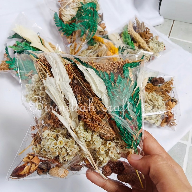 TERMURAH  Paket Hemat Bunga Kering DAUN PAKIS HIJAU Hiasan Kerajinan Dekorasi Rustic craft Rustic Ba