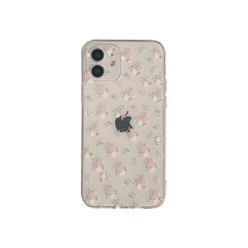 Ins Casing Iphone 7 8 PLUS X XR XS 11 12 13 14 MINI PRO MAX SE Transparan Motif Bunga Pink 3D