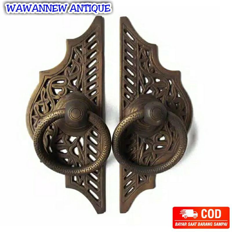 TERMURAH Handle Pintu / Gagang Pintu Rumah Kuningan Antik Motif Kupu-kupu Gebyok 059