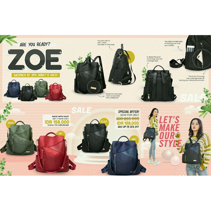TAS RANSEL ZOE BACKPAG JIMSHONEY