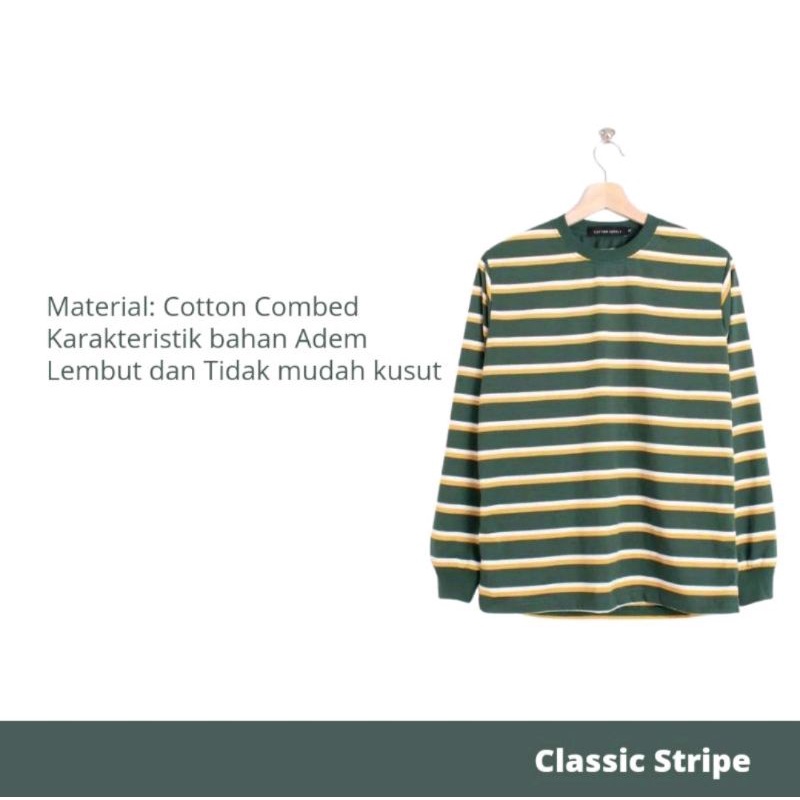 Kaos Stripe Salur Lengan Panjang Motif 3 Garis Warna Cotton Combed