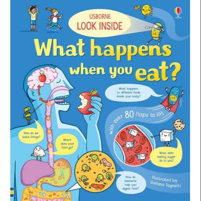 New Usborne Look Inside What Happens When You Eat. Buku Anak Import