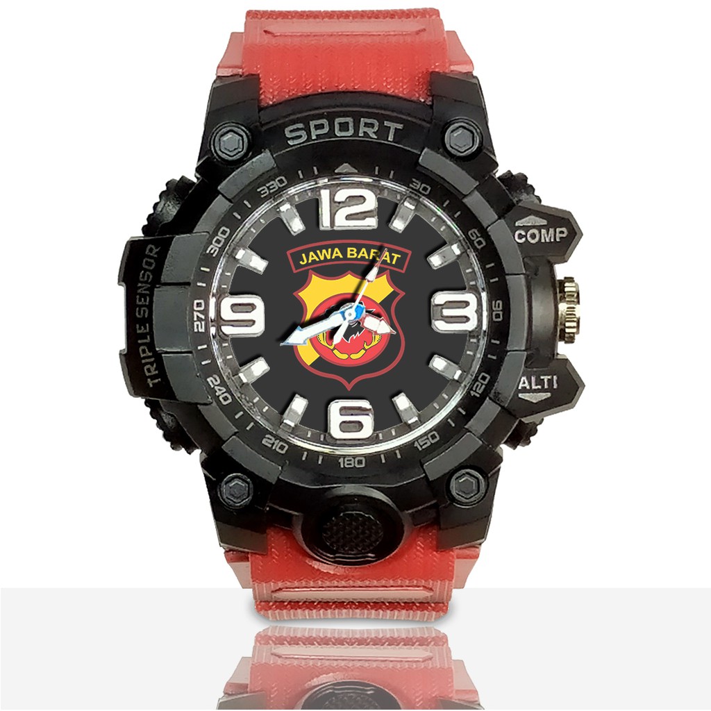 Jam Tangan Custom POLDA JAWA BARAT Ruber- Water Resistant