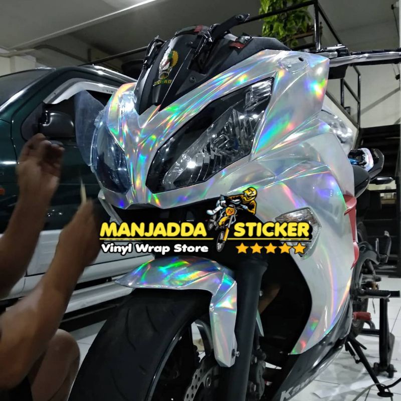 STIKER HOLOGRAM SKOTLET MOTOR HOLOGRAM LASER CHROME STIKER PELANGI