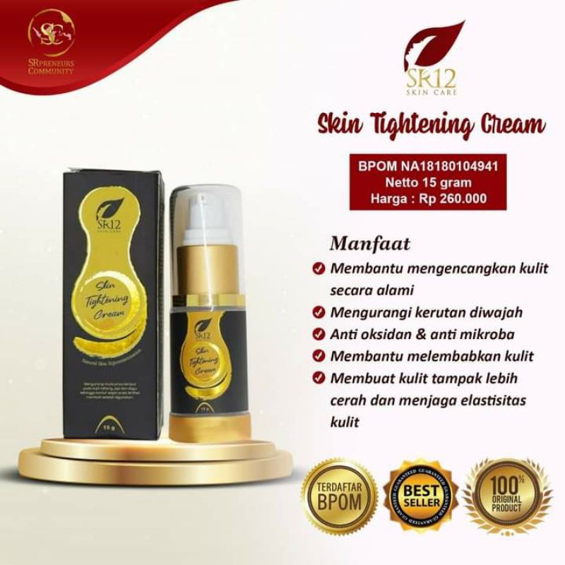 TIGHTENING / KERIPUT HILANG DALAM 10 MENIT / CREAM KANTUNG MATA / CREAM MUKA HALUS SR12