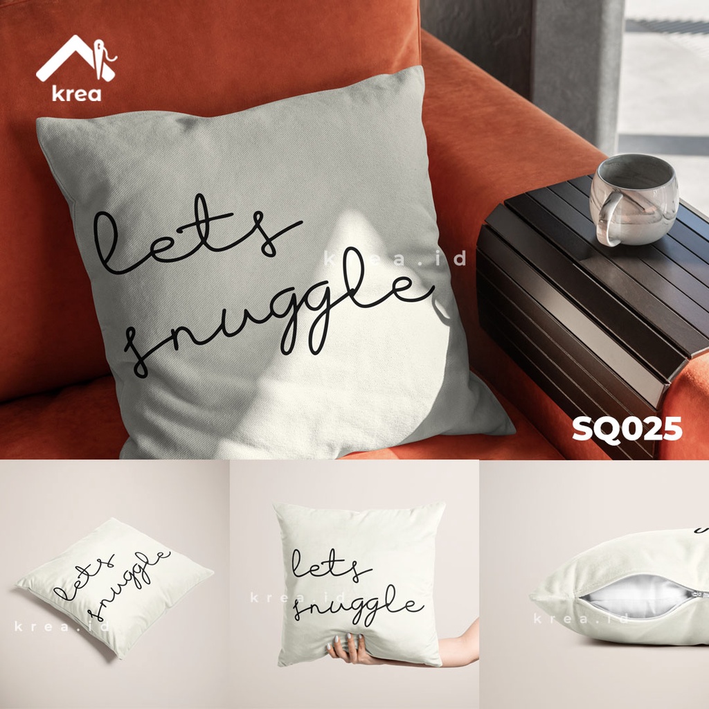 SARUNG BANTAL SOFA BLACU  QUOTE KATA KATA Lets Snuggle SQ025