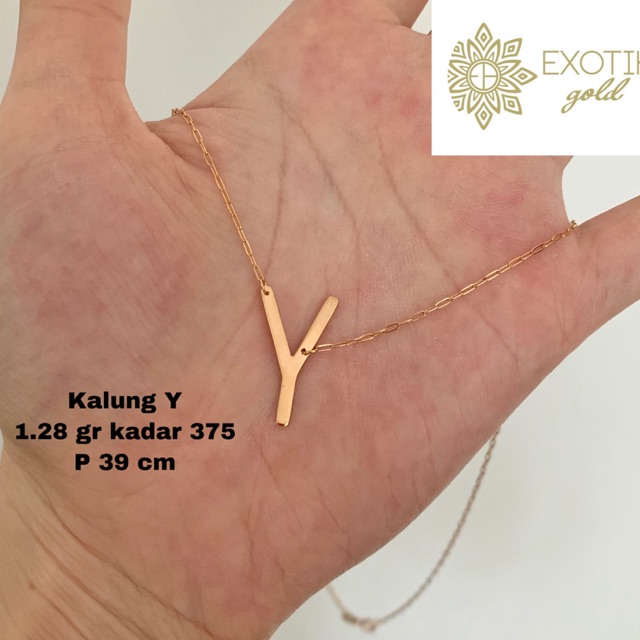 Kalung emas huruf Y kadar 375