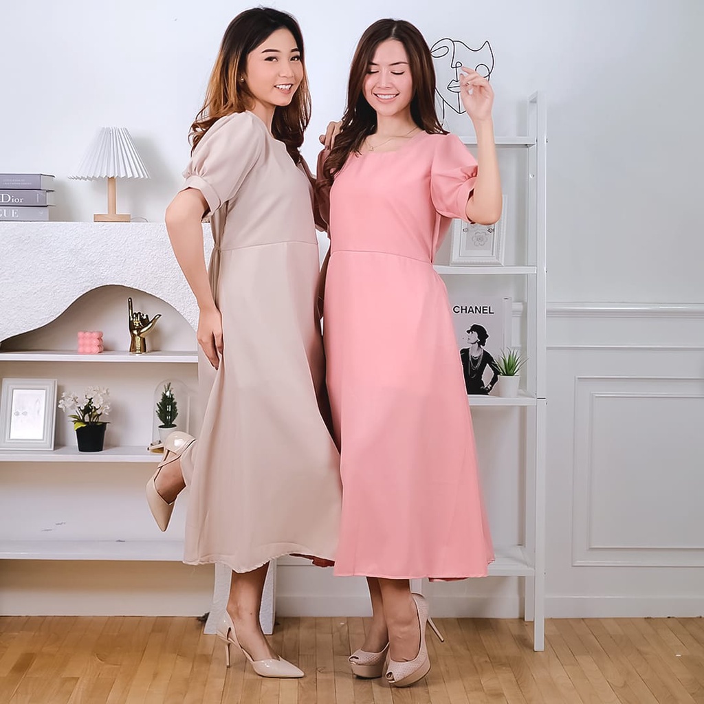 BEFAST - ZEC OOTD Wanita Dress SEVILA / ⭐️ PREMIUM MOSCREPE ⭐️ Lora Dolly Dress / Pakaian Dress Wanita / Dress Formal Wanita / Dress Pesta Wanita / Dress Polos Casual / Fashion Remaja Wanita / Terbaru 2022