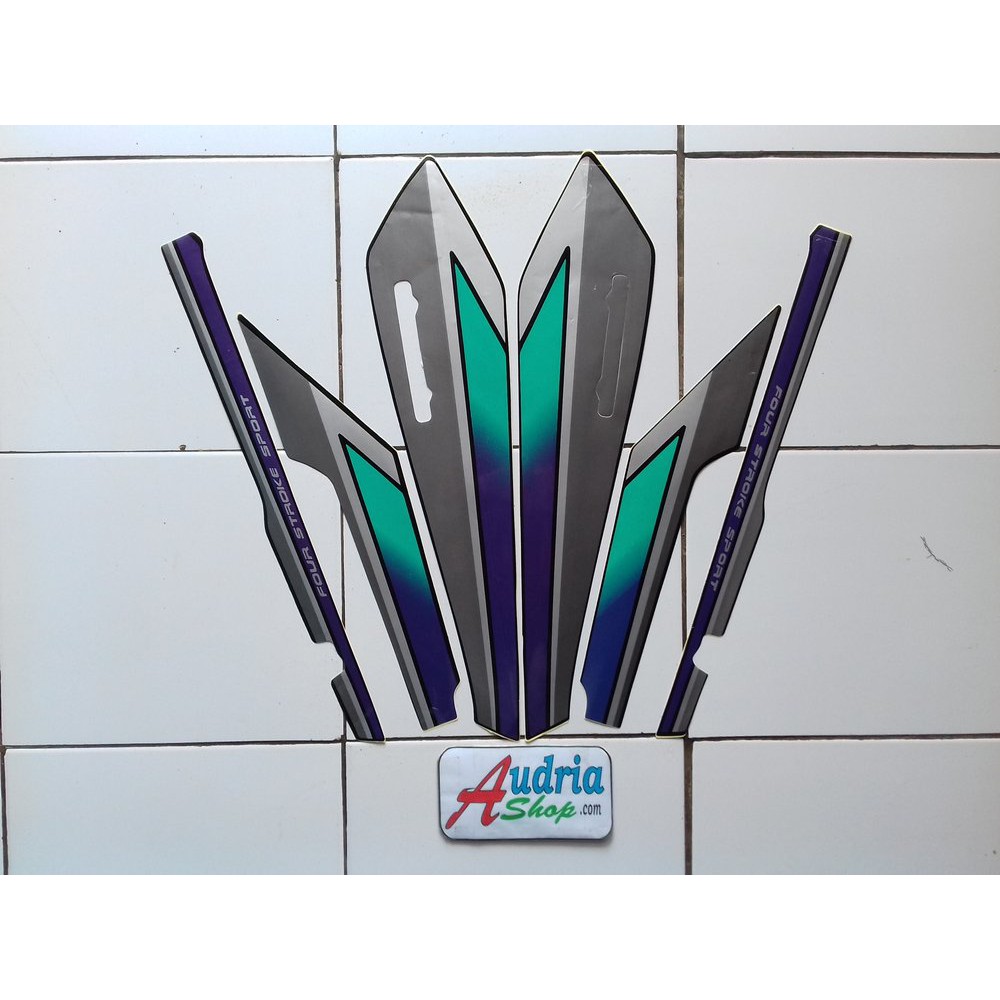 Variasi Striping Stiker Motor Honda GL Pro 1993 Biru-Hijau