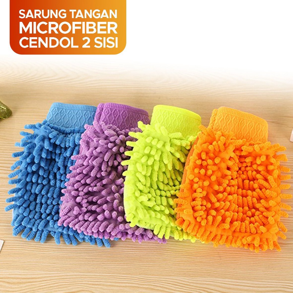 SARUNG TANGAN MICROFIBER CENDOL CUCI MOBIL MOTOR 2 SISI PREMIUM