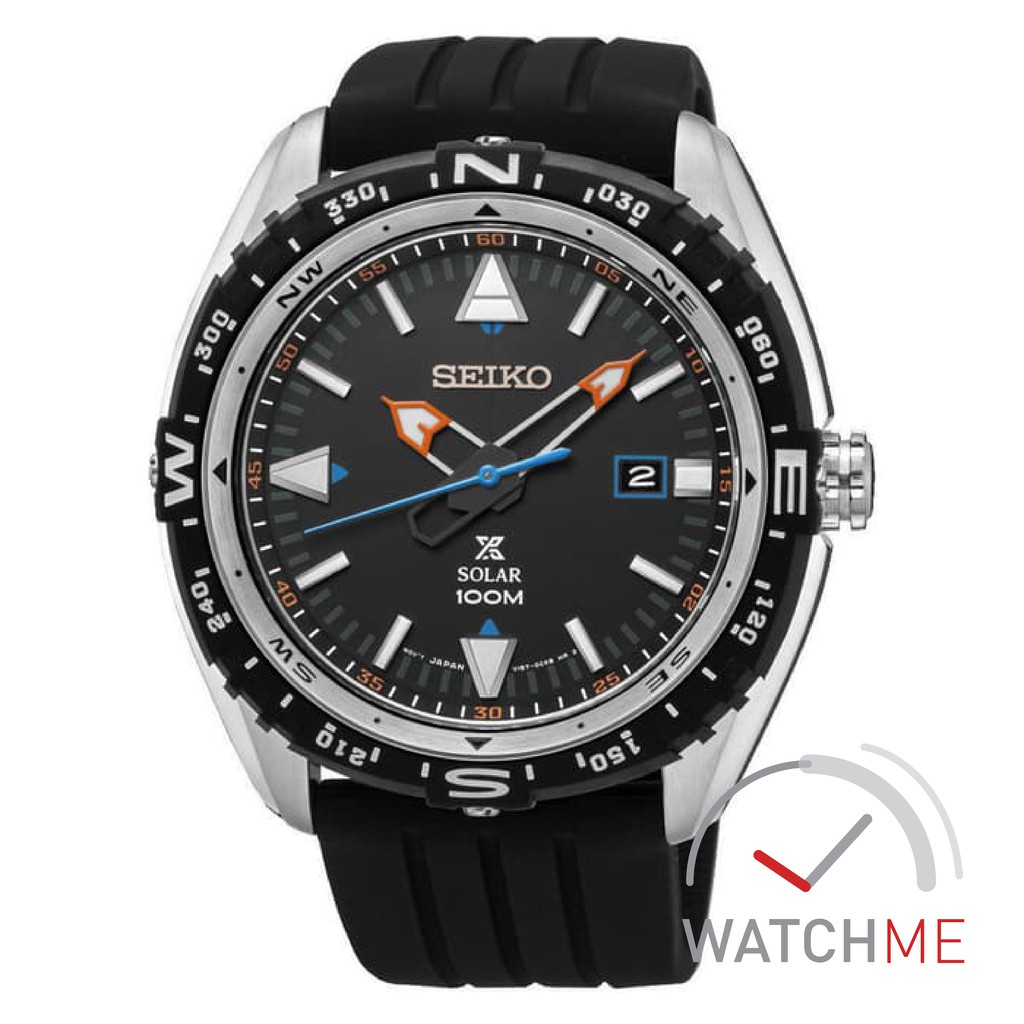 Jam Seiko Prospex SNE423P1 Solar World Time Black Dial 100m Black Rubber Strap Original Bergaransi