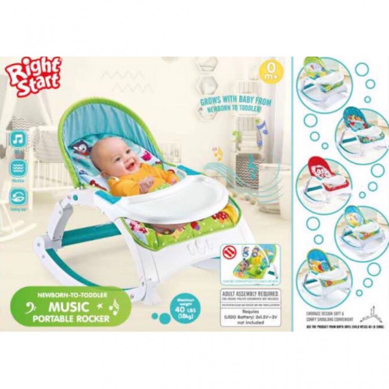 Right Starts Newborn to Toddler Music Portable Rocker - Tersedia Pilihan Motif