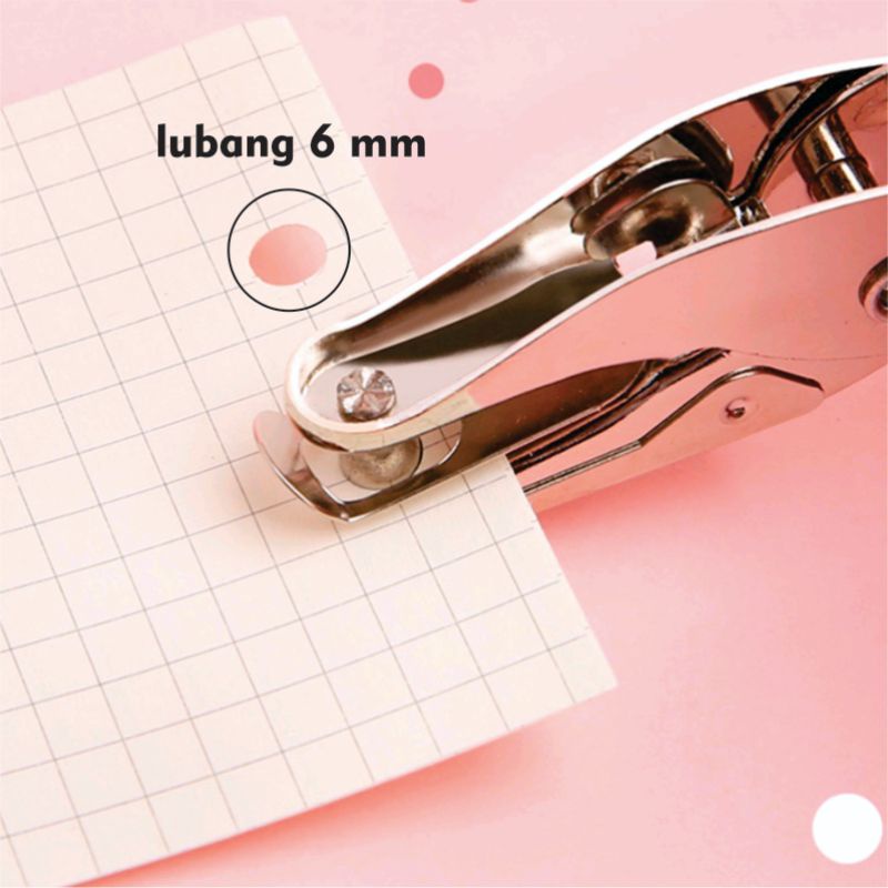 Alat Plong Pelubang Kertas Kartu Lubang 6 mm Perforator Satu One Single Hole Punch Hang Tag Binder Pembolong