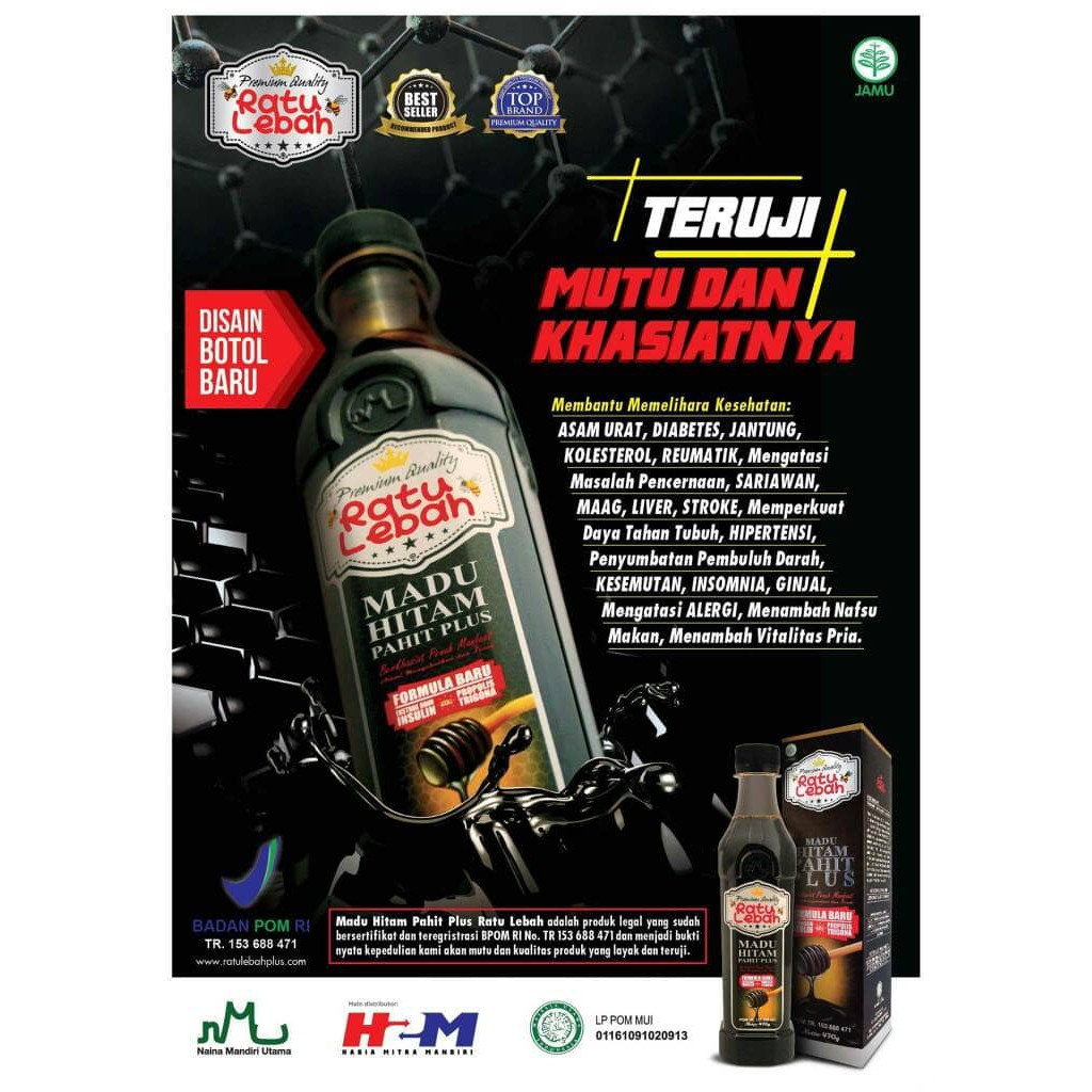 

RATU LEBAH Madu Hitam Pahit Plus Propolis Trigona & Daun Insulin