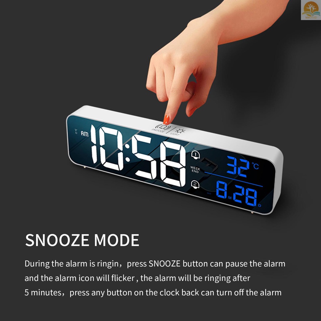 (MMOI) Jam Alarm Digital LED 2 / 5 Level Kecerahan Untuk Kamar Tidur / Kantor