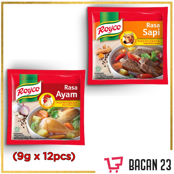 Bumbu Royco (12pcs x 9gr ) - (Ayam - Sapi ) / Bumbu Dapur / Penyedap Rasa / Bacan 23 - Bacan23