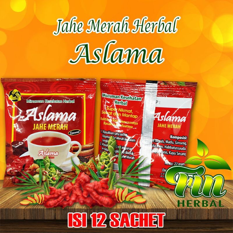 Jahe Merah Aslama 1 renceng isi 12 sachet | Minuman Jahe instan bubuk