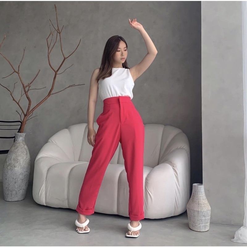 CLARA ANKLE PANTS PREMIUM KOREA - LONG PANTS - CELANA  KERJA PANJANG FORMAL WANITA - FLOWY PANTS - CELANA BAHAN - CELANA CASUAL - HADIAH ATAU KADO ULTAH CEWEK