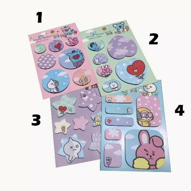 

STICKY NOTE BT21 STICKY NOTES BTS STICKY NOTES tata cooky chimmy RJ koya van mank