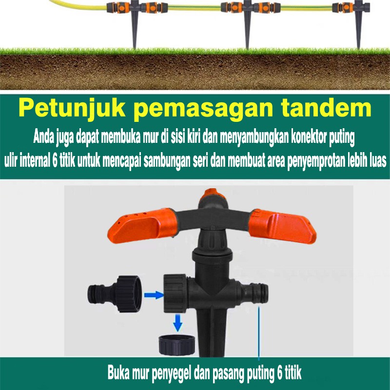 SPRINKLER SEMPROTAN KINCIR AIR 3 ARAH 360 DERAJAT PERALATAN PERKEBUNAN PENYIRAM TANAMAN &amp; RUMPUT