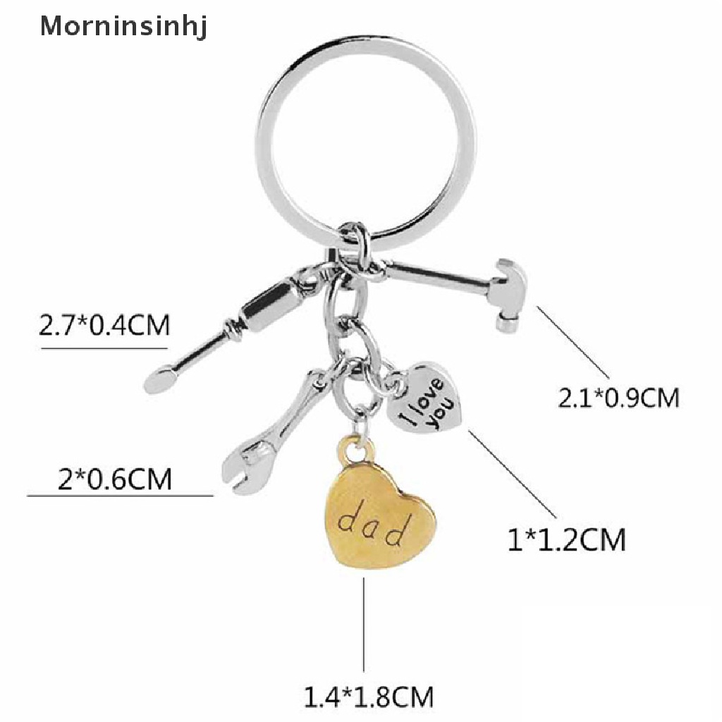 Mornin Father's Day Hand Tools Keychain Gantungan Kunci Silver Ring Hadiah Ayah Keyring id