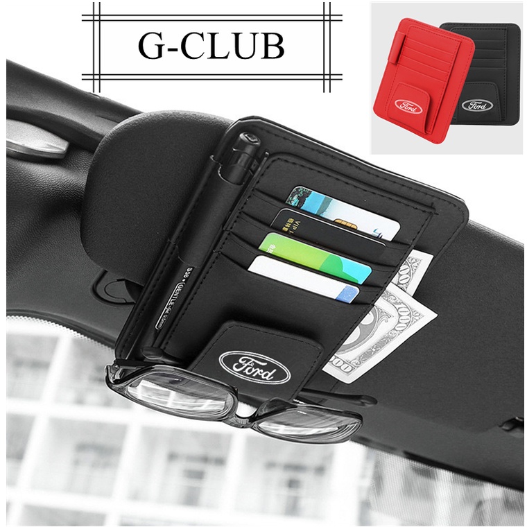 (G-CLUB) Tas Penyimpanan CD / DVD / Kacamata / Pulpen Bahan Kulit Untuk Sun Visor Mobil Ford