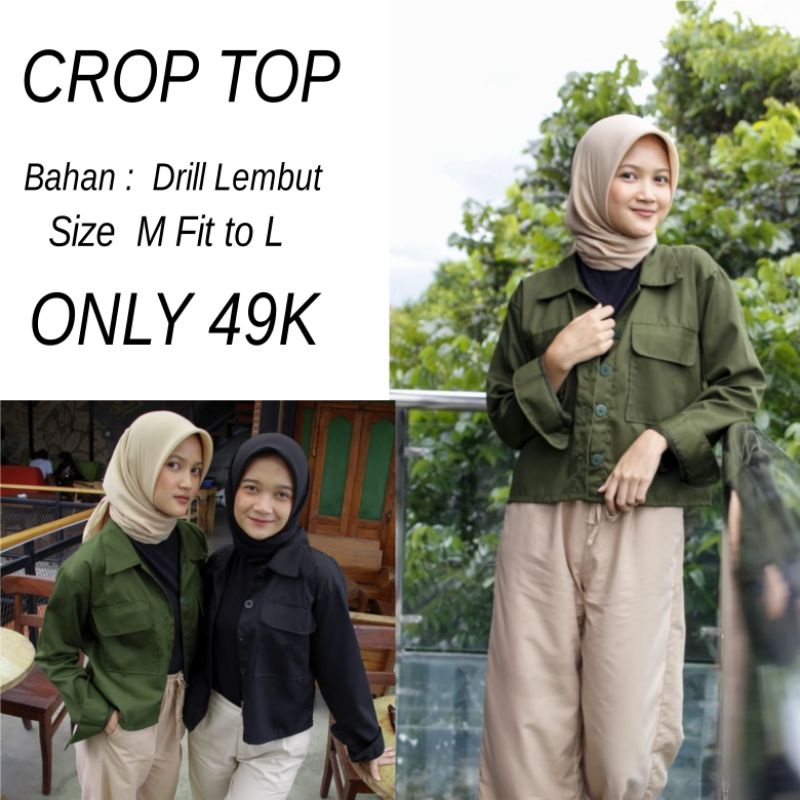 Kemeja Crop Cewek / Kemeja Cewek Kanvas/ jaket Polan/ Semi Parka/ Kemeja Croptop