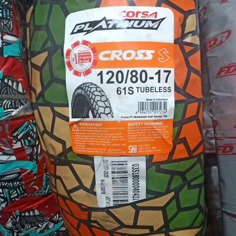 Ban Motor 17 Corsa 120/80-17 Platinum Cross S Tubeless