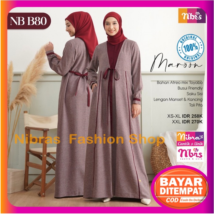 Nibras Gamis Terbaru 2022 Gamis Nibras Promo Maroon Maron Merah Marun Baju Dress Dres Wanita Dewasa 