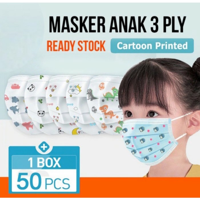 Masker Duckbill Anak 3Ply KEMENKES Medis Motif Karakter Mask Masker Artis Viral