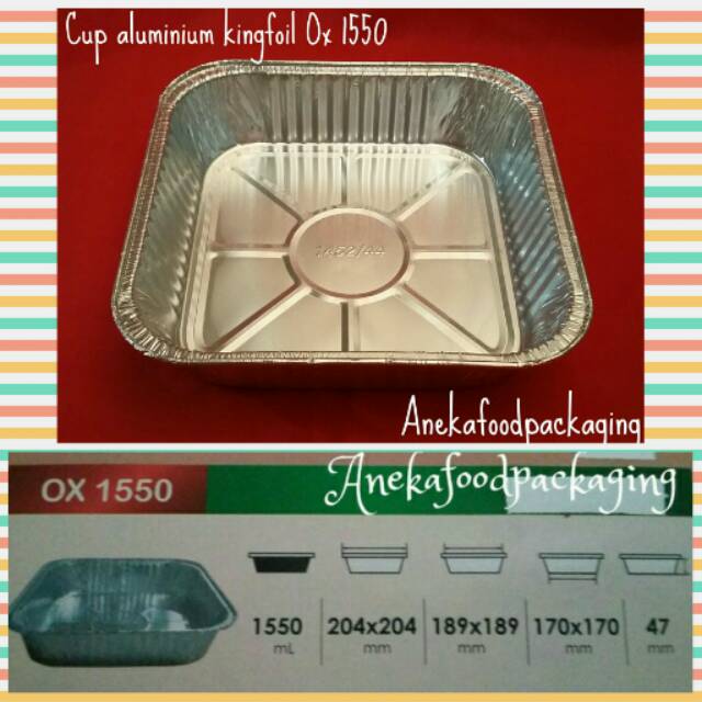 Wadah aluminium foil kingfoil kotak Ox 1550 | Shopee Indonesia