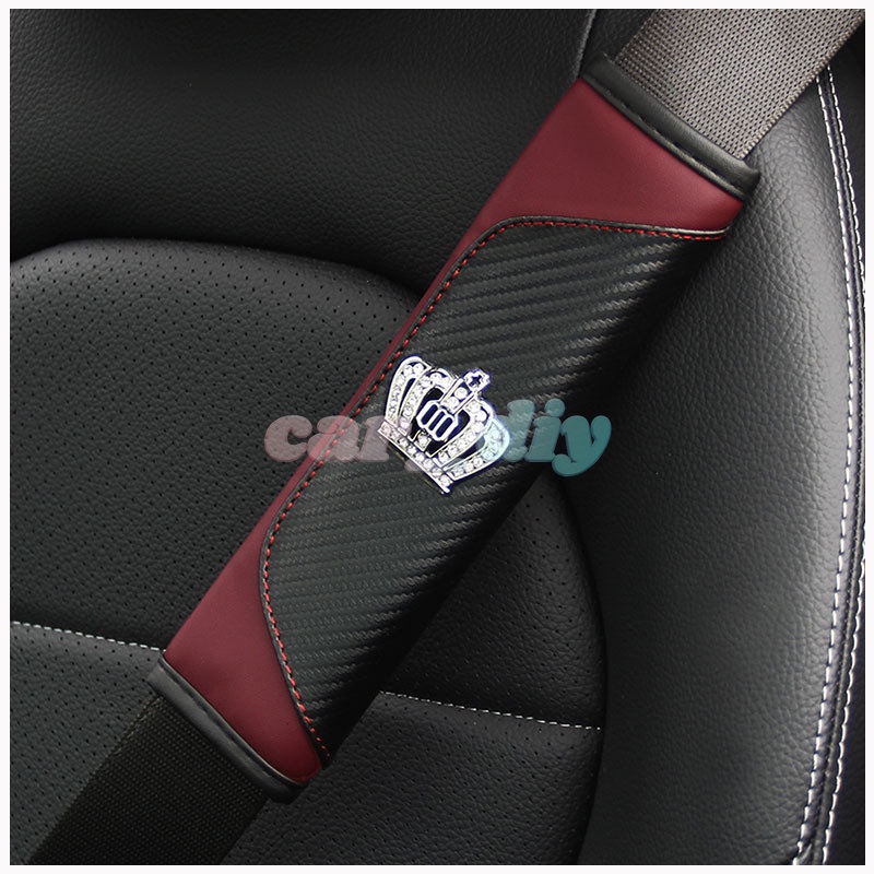 Cover Pelindung Bahu Bahan Kulit Carbon Fiber Untuk Sabuk Pengaman Mobil Universal