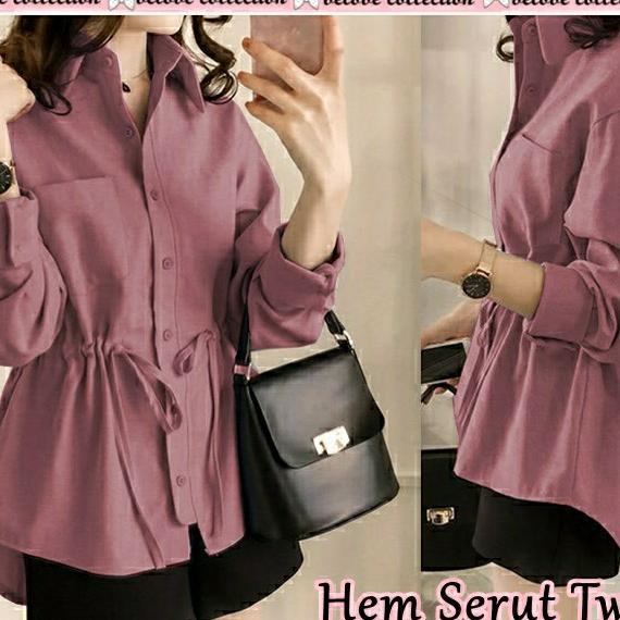 y6 - Hem baju cantik cewek wanita kerja bisnis model terbaru kekinian